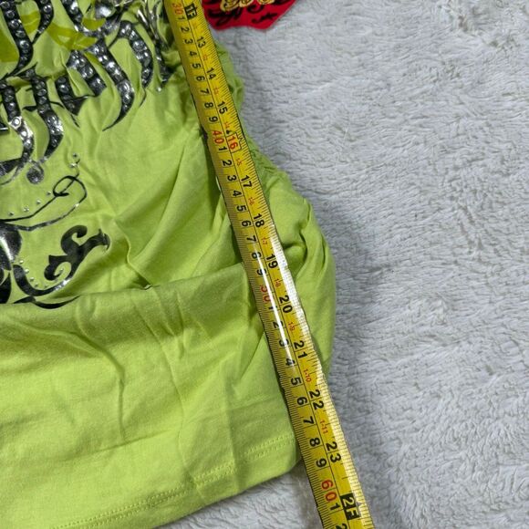 Vintage Y2K Apple Bottoms NWT Rhinestone Graffiti Women’s Scrunch Neon Shirt - Picture 7 of 7